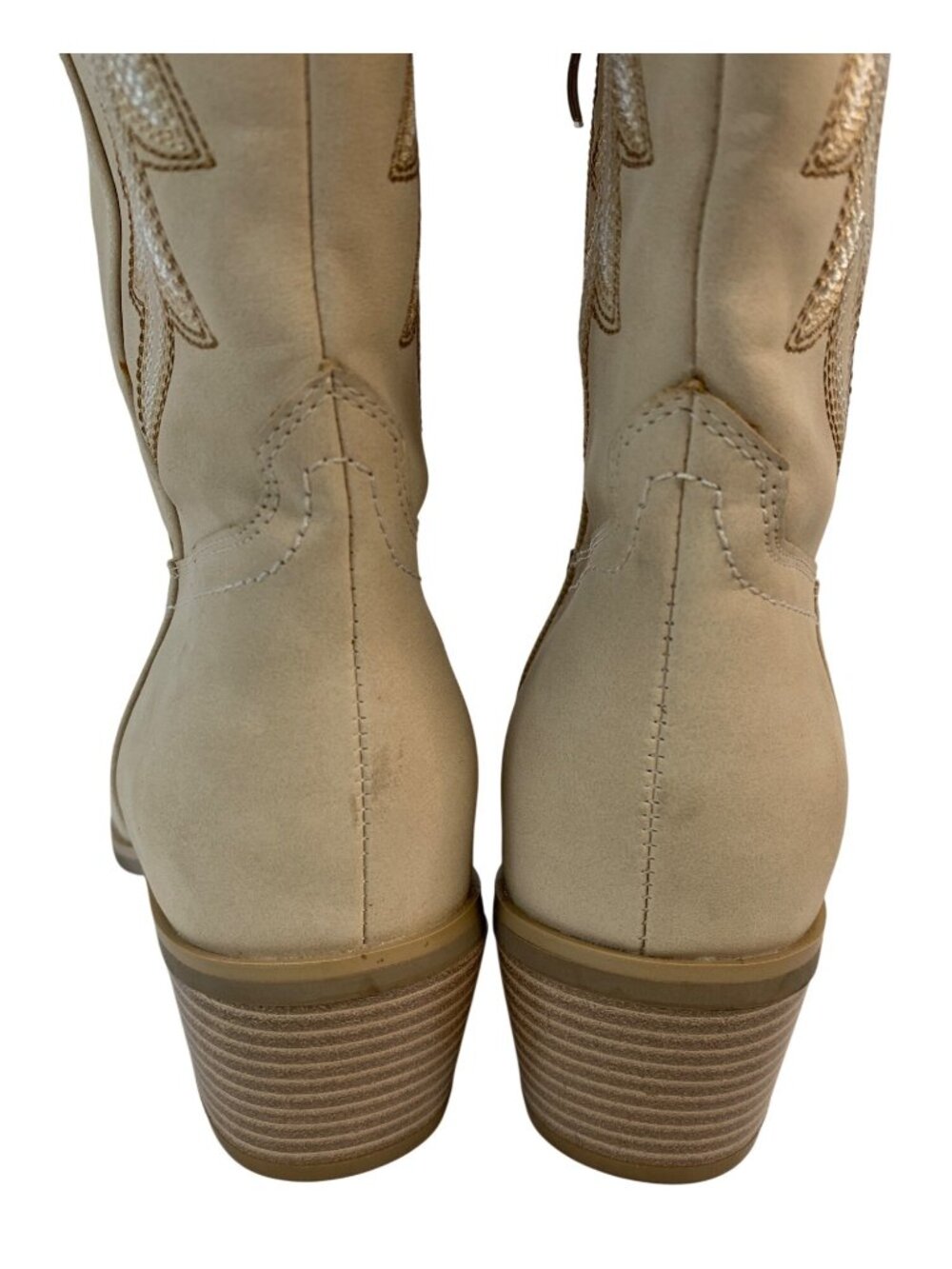Baltimore Ravens Womens Cowboy Boots Size 8 Beige NFL Rhinestone Logo Western - Picture 9 of 12